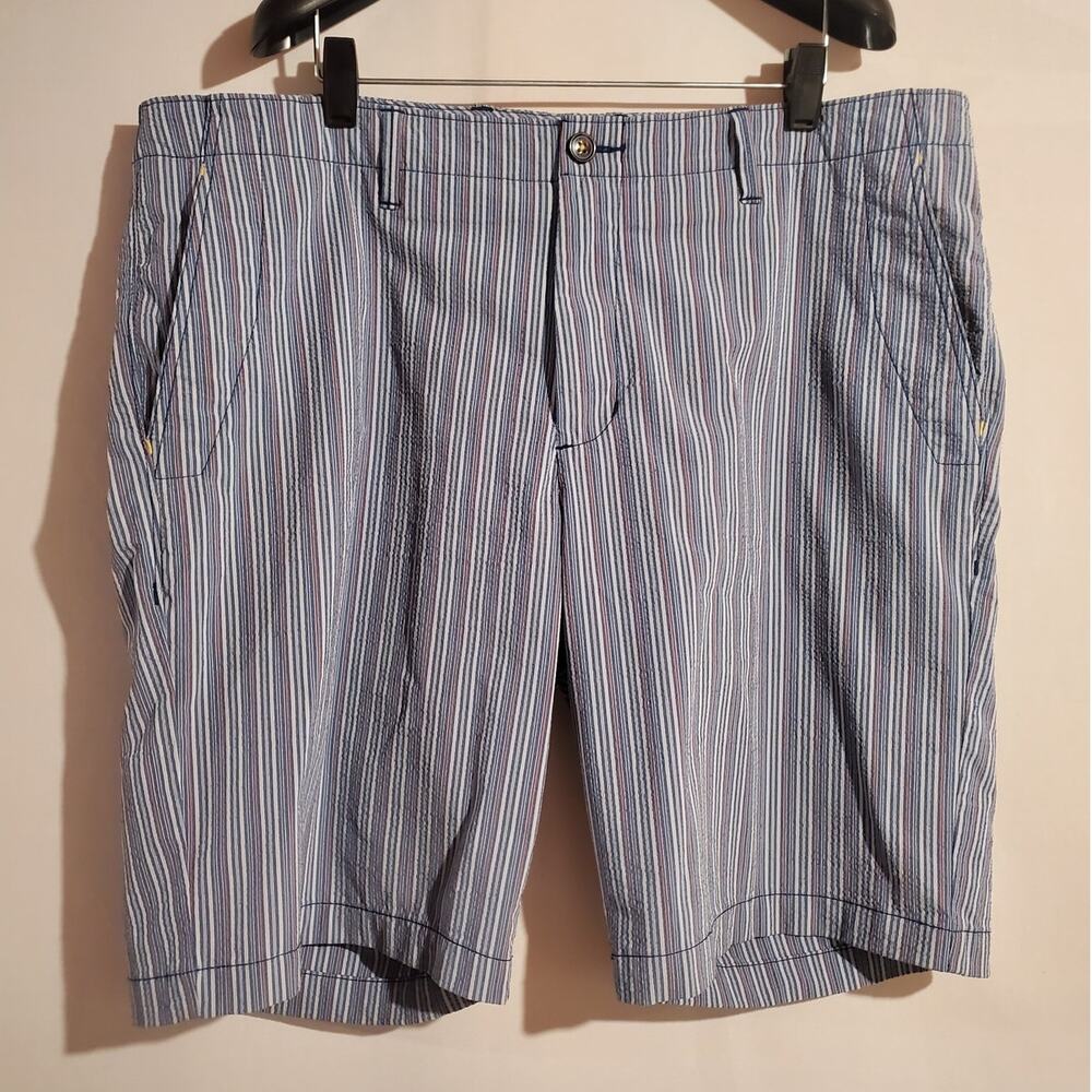Tommy Bahama Mens Par 4 Seersucker Marlin Stripe Shorts Size 38 Stretch Nylon